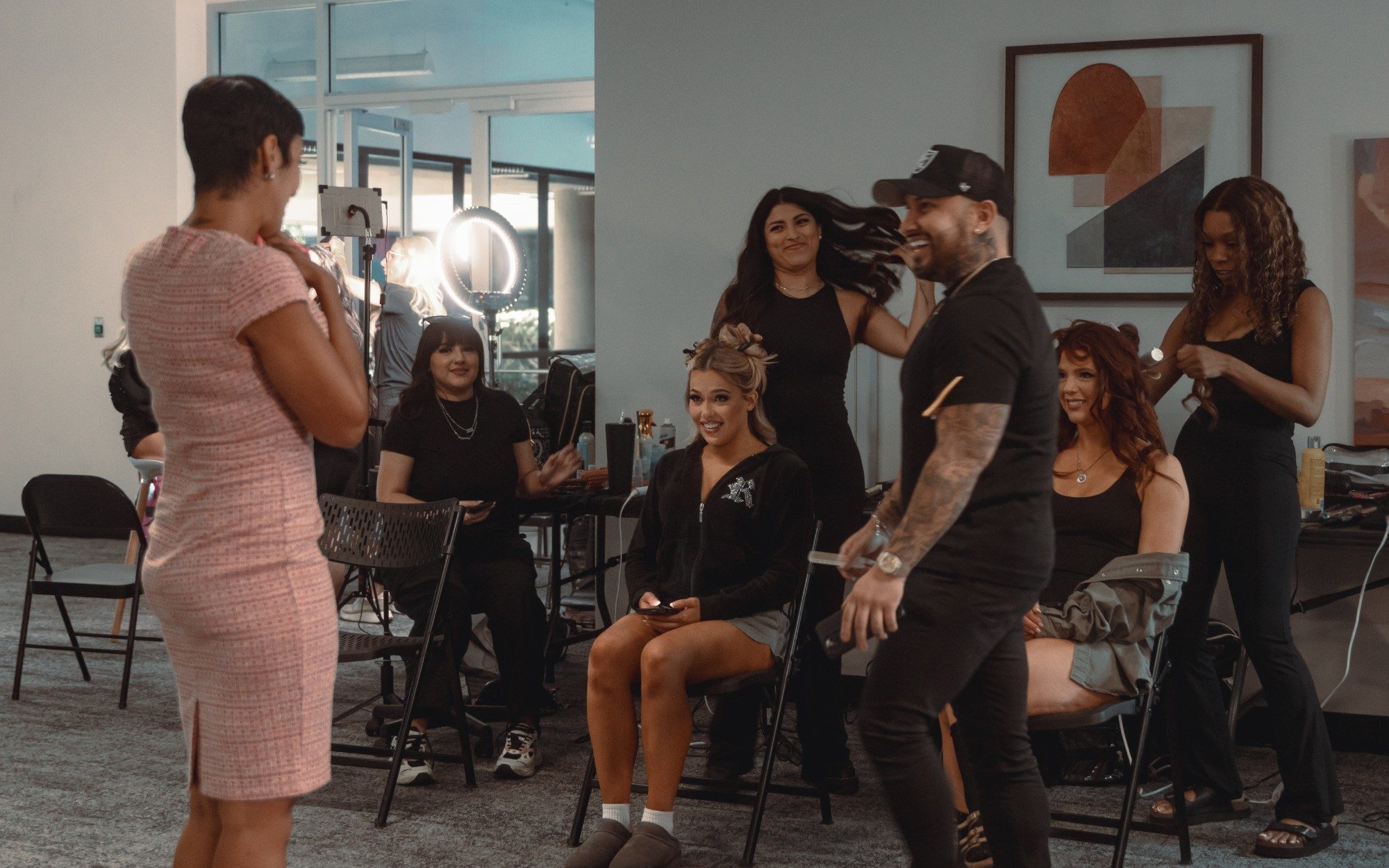 Behind the scenes in hair and makeup